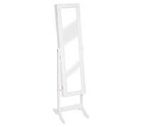 Armoire à Bijoux et Miroir en Verre et Bois Blanc Hauteur 145 cm Blanc G