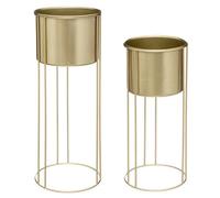 Atmosphera Créateur d'intérieur Présentoir à fleurs avec cache-pot Lot de 2 Métal doré 58 cm x 21,5 cm
