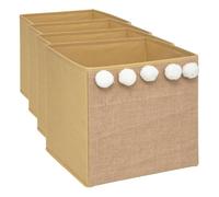 Atmosphera - Bac de Rangement Enfant - Pompons - Jute (Lot de 4)