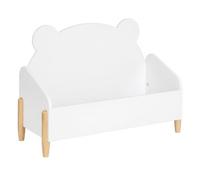 Atmosphera - Banc Coffre à Jouets Enfant Douceur Blanc, Design Ourson, L 61 x H 44 cm - Meuble de Rangement pour Chambre