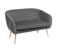 Atmosphera - Banquette 2 Places Solaro Gris - 124 x 74 x 76 cm - Velours Côtelé, Design Art Déco - pour Salon, Entrée, Chambre