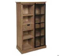 Bibliothèque Lazare avec porte vitrée coulissante - Marron