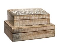 Set de 2 boîtes déco ""Ritual"" manguier L21/25cm - Atmosphera Créateur d'intérieur