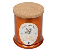 Atmosphera - Bougie Parfumée Hapo Amande et Fleur d'Oranger 150g, H 10.2 cm, Verre Ambré avec Couvercle - Pour Salon, Chambre, Ambiance Intérieure