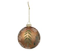 Boule de Noël en Verre Feuilles 9cm Marron