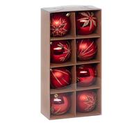 Atmosphera - Boules de noël colorama de noël Lot de 8 en Plastique recy 8cm Rouge Or