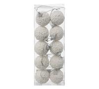 Atmosphera Boules de Noël Petites Billes - Blanc