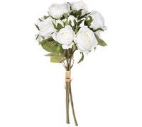 Bouquet artificiel de 14 Roses - H. 40 cm - Blanc