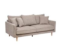 Atmosphera - Canapé 3 Places Candice Beige - Tissu Velours Déperlant - L194 cm - Fabriqué en France - pour Salon, Séjour