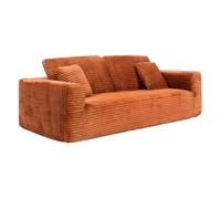 Atmosphera - Canapé compressé solka 3 Places Fourrure côtelée Ambre | Canapé Droit Fixe. Fausse Fourrure Côtelée, Assise et Dossier Semi-ferme. Mobilier de Salon