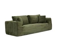 Atmosphera - Canapé compressé solka 3 Places Fourrure côtelée Vert Kaki | Canapé Droit Fixe. Fausse Fourrure Côtelée, Assise et Dossier Semi-ferme. Mobilier de Salon