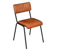 Atmosphera - Chaise Dario Empilable, Cuir Cognac et Métal, Style Vintage - pour Salon, Bureau, Salle à Manger