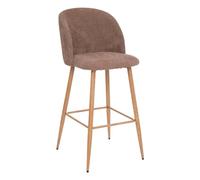 Atmosphera - Chaise de Bar Celeste Gris Taupe - H 106 cm, Velours Côtelé, Pieds Métal Effet Chêne - Tabouret Haut pour Cuisine, Îlot Central
