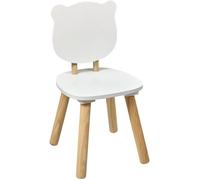 Atmosphera Chaise Enfant Douceur, Blanc et Bois Naturel, Design Ours, 26x26x49 cm