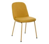 Atmosphera - Chaise Neora Jaune Ocre - Revêtement Velours et Pieds Acier - Salle à Manger, Salon, Bureau