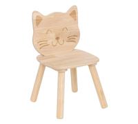 Atmosphera - Chaise enfant Pia motif chat en hévéa Naturel