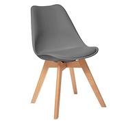 Atmosphera – Chaise Baya – Plastique, pieds en hêtre gris ardoise, coussin intégré
