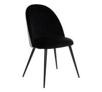 Atmosphera - Chaise Slano - Velours - Pieds en métal - Noir et Blanc