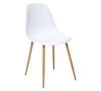 Atmosphera Chaise Taho Blanche Pieds effet bois L 46 x P 52 x H 86 cm Style scandinave