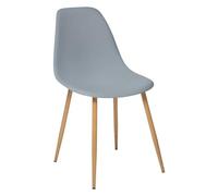 Atmosphera Chaise Taho Gris style scandinave, pieds métal effet bois, 44 cm