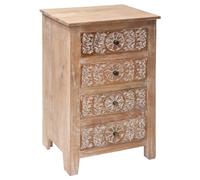 Atmosphera - Chiffonnier 4 Tiroirs Shirel - Bois de Manguier Sculpté - L 50 x P 40 x H 80 cm - pour Chambre, Salon, Entrée
