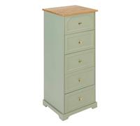 Atmosphera - Chiffonnier Mohea 5 Tiroirs Vert Céladon et Bois, L 45 x H 113 cm - Meuble de Rangement pour Chambre, Salon, Entrée