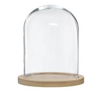 Atmosphera Cloche en verre socle bois - Naturel