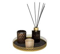 Atmosphera - Coffret Senteur Diffuseur de Parfum avec Bâtonnets, Bougie, Bougeoir et Plateau en métal