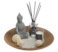 Atmosphera - Coffret Senteur Zen Diffuseur Parfum 6 Bâtonnets, 1 Bougie parfumée Pot en Verre, 1 Bouddha et Accessoires