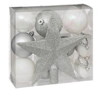 Atmosphera Colorama Lot de 18 pièces de décoration pour sapin de Noël - Argent et blanc