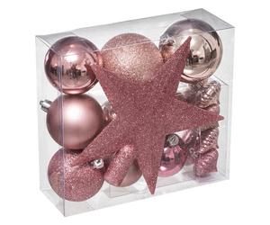 Atmosphera Colorama Lot de 18 pièces de décoration pour sapin de Noël - Rose