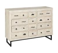 Commode 12 tiroirs Ajay en bois blanchi - Beige