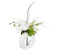 Atmosphera - Composition florale vase blanc - Hauteur 44 cm - Orchidée fleur blanche