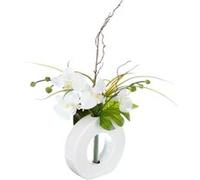 Composition florale vase blanc - Hauteur 44 cm - Orchidée fleur blanche