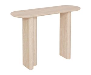 Atmosphera - Console Anaya - Meuble d’Entrée Design Moderne - Plateau Ovale Effet Travertin - Bois Beige avec Finition Mate - 110x35cm