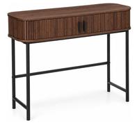 Meuble Console 2 Portes en Bois et Pieds en Acier L 100 cm - Atmosphera (Bois foncé)