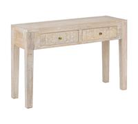 Atmosphera - Console Shirel en Manguier Sculpté, 2 Tiroirs - L 120 cm, Style Bohème - Meuble de Rangement pour Entrée, Salon, Chambre