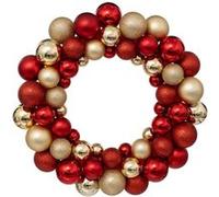 Couronne boule de Noël - Diam 35 cm - Rouge et Or