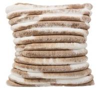 Coussin Avoriaz imitation fourrure - 40 x 40 cm - Marron et blanc