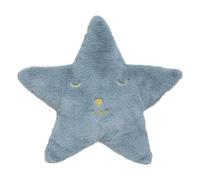 Atmosphera - Coussin décoratif Étoile en Fourrure Bleue Motif brodé 39 x 39 cm