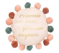 Atmosphera - Coussin décoratif Princesse en Coton avec 16 Pompons D 30 cm