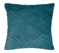 Atmosphera - Coussin déhoussable Bleu Canard en Fourrure Motif en Relief 45 x 45 cm