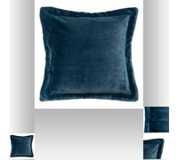 Atmosphera Coussin en flanelle Cuddly bleu égéen - 53 x 53 cm