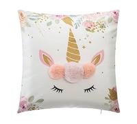 Atmosphera - Coussin Enfant Licorne - Pompons - 39x39 cm