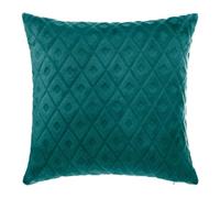 Atmosphera - Coussin Losanges - Flanelle - Bleu Canard - 40x40 cm