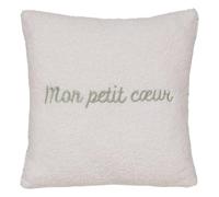 Atmosphera - Coussin Reversible Bouclette/Motif Coeurs jaiko 40x40cm Blanc et Vert