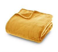 Atmosphera Couverture en flanelle ocre - 180 x 230 cm