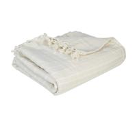 Jeté de lit ""Anjali"" en coton blanc ivoire 230x250cm - Atmosphera Créateur d'intérieur
