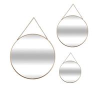 Atmosphera – Miroirs ronds Leny – Chaîne en métal doré – Lot de 3