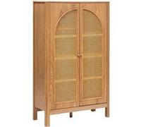 Atmosphera – Armoire Tiria 2 portes, placage frêne, cannage rotin, 92,5 x 40 x 150,5 cm bohème